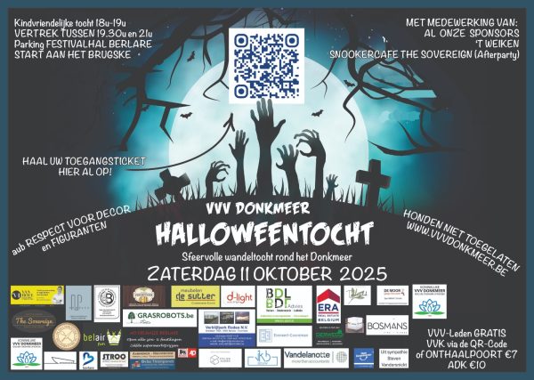Halloweentocht rond het Donkmeer 2025 (19u30-21u: Halloweentocht zoals je hem al jaren kent)